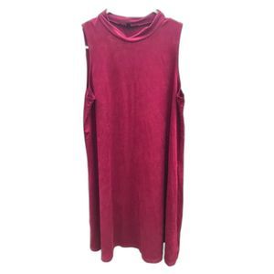 Tiana B. Burgundy Velour Short Shift Sleeveless Dress Small